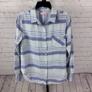 Fresh Produce Striped Long Sleeve Button Down Top Size Small